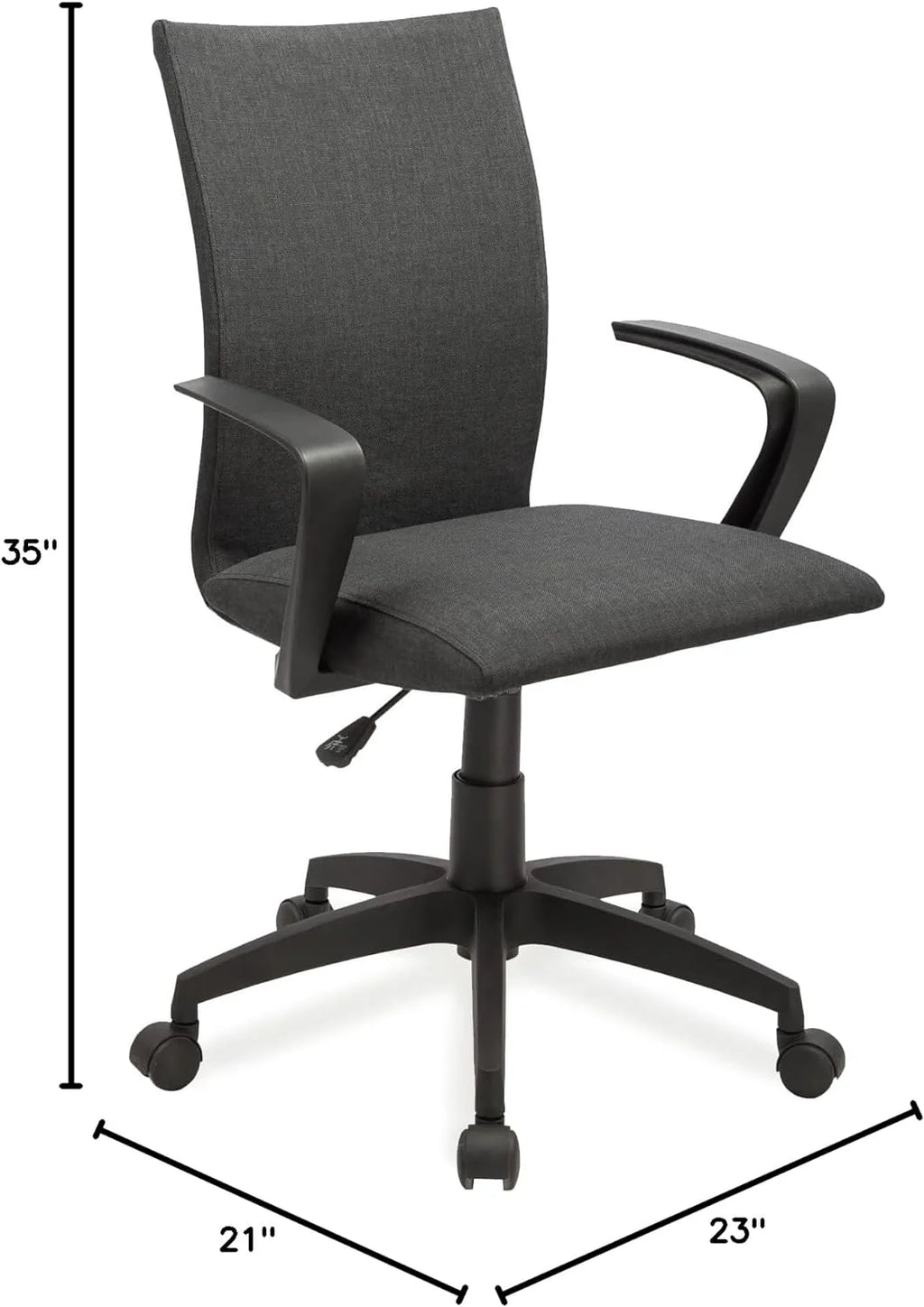 Black Linen Office Chair with Caster Base I63695