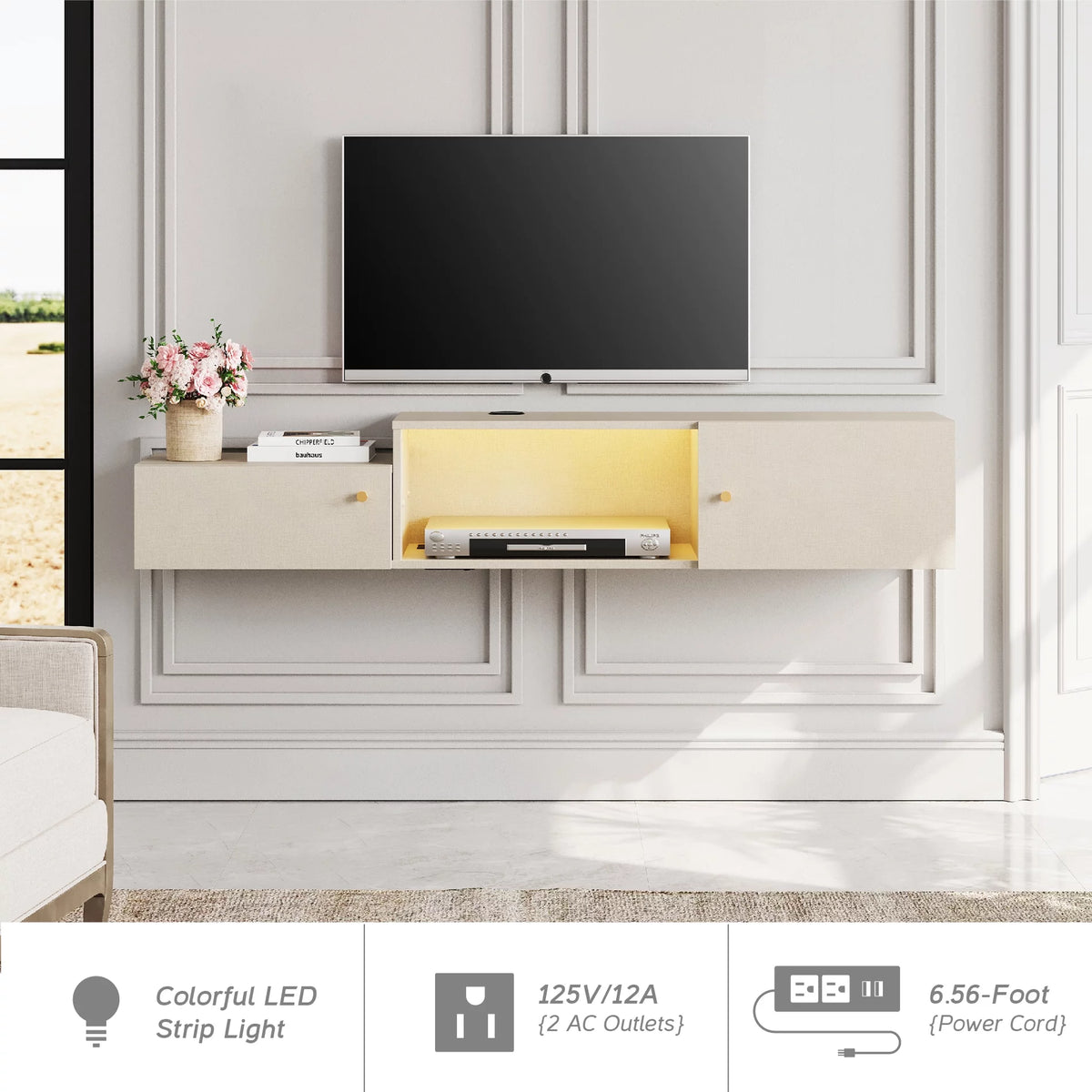 59'' Floating TV Stand with Charging Station H71686