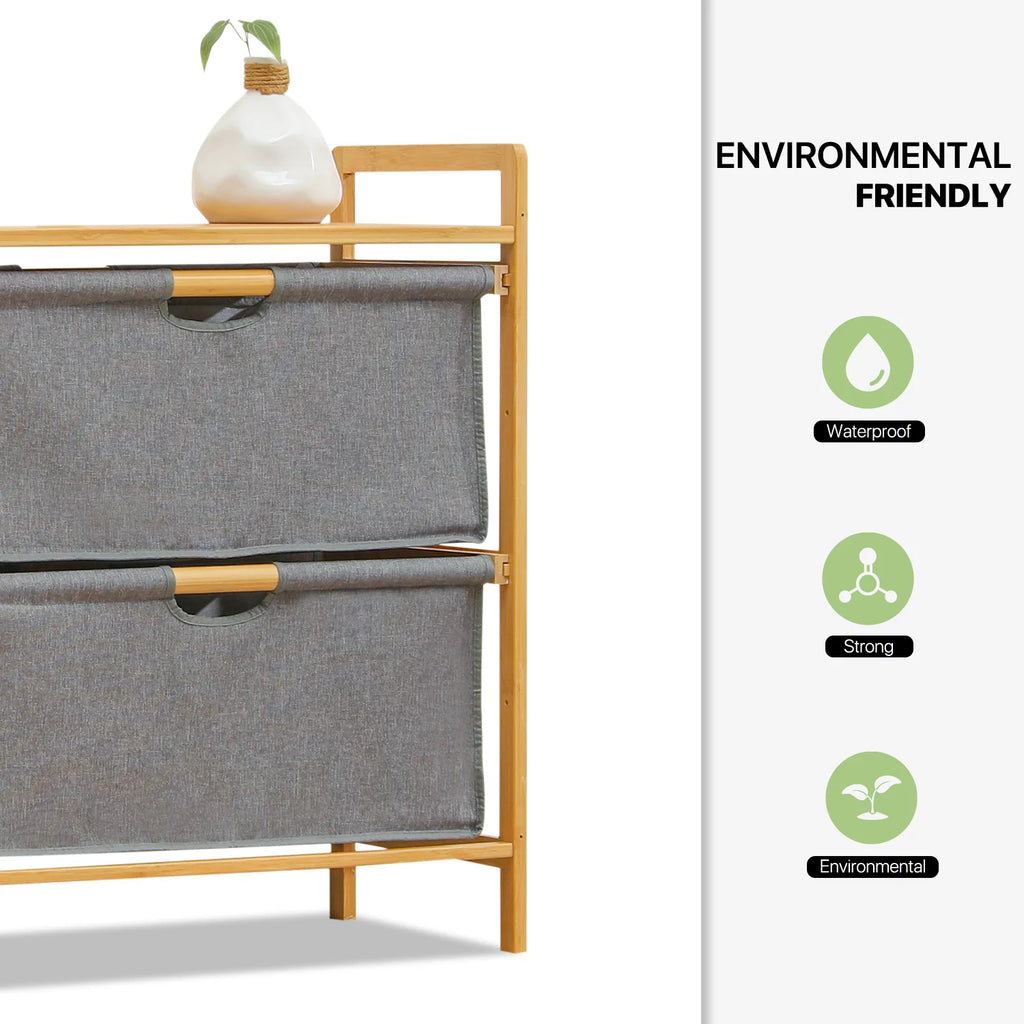 Bamboo 2 Tier Fabric Dresser Storage Z5839