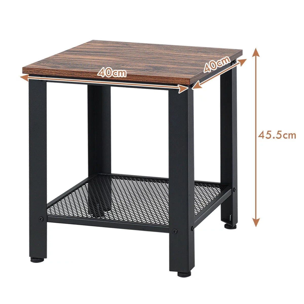 Set of 2 Black 2 Tier Side Table with Storage Shelf M434