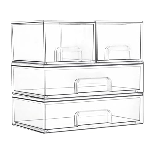 Clear Plastic Stackable Storage Drawers Set of 6 X36900
