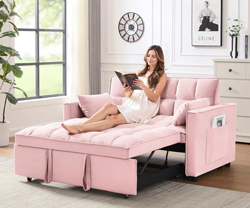 Black Velvet Convertible Sleeper Sofa Bed C6958
