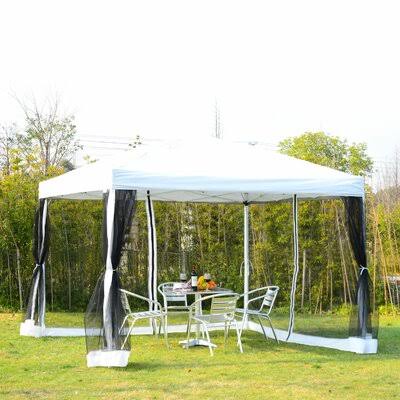 10 ft. W x 10 ft. D Metal Pop-Up Canopy Silver V824