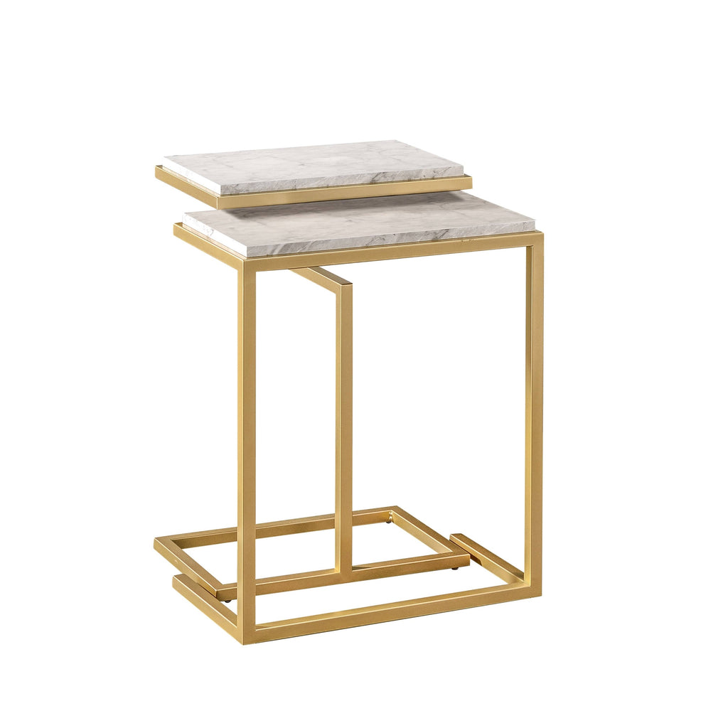 Gold White Faux Marble Top Nesting Tables F90800