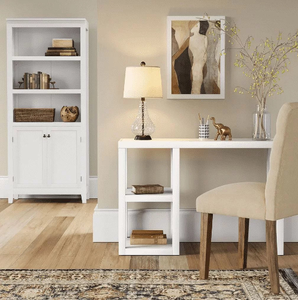 White Wood Writing Desk with Storage Y141209