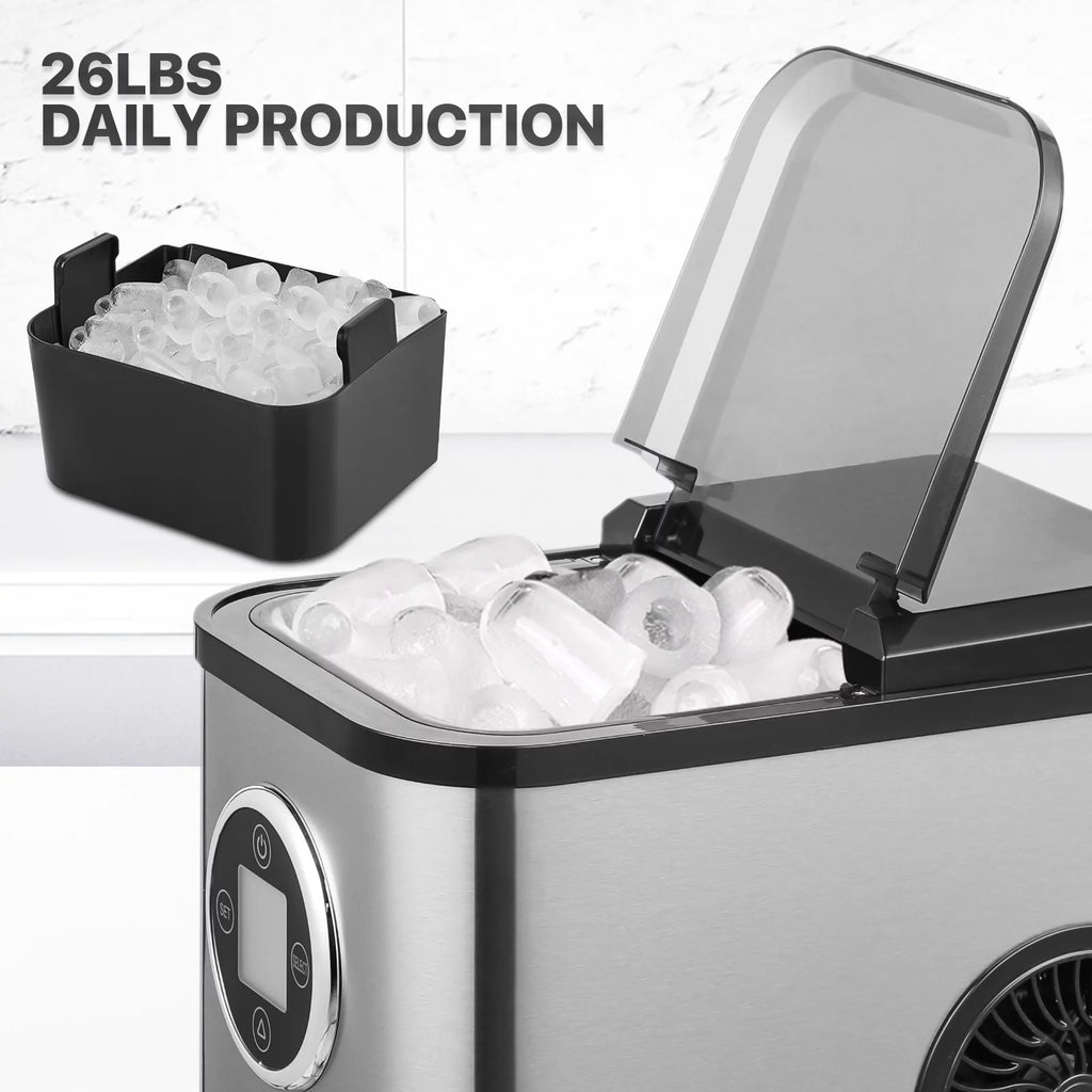 Countertop Portable Ice Maker Machine with Ice Scoop and Basket, Black F370