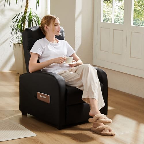 Black Adjustable Massage Recliner Chair with Lumbar Support T5494