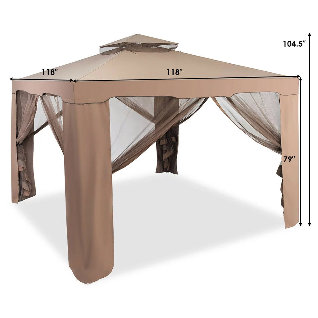 10'x 10' Canopy Gazebo with Mosquito Netting U234