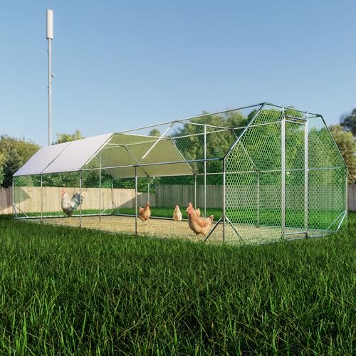 Large Metal Walk-in Chicken Coop with Waterproof Cover N453499