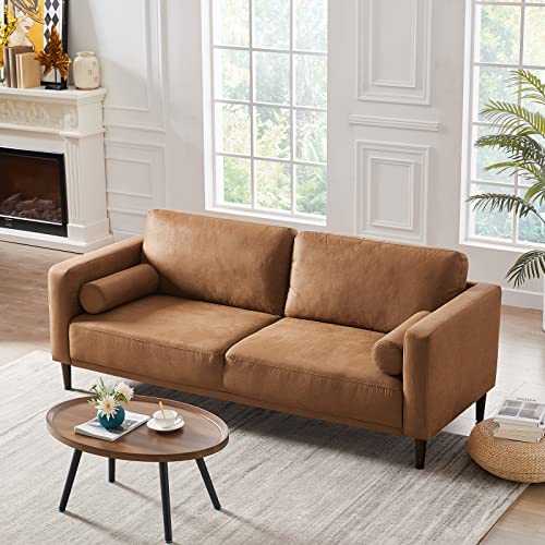Brown Faux Leather 3-Seat Sofa Y935