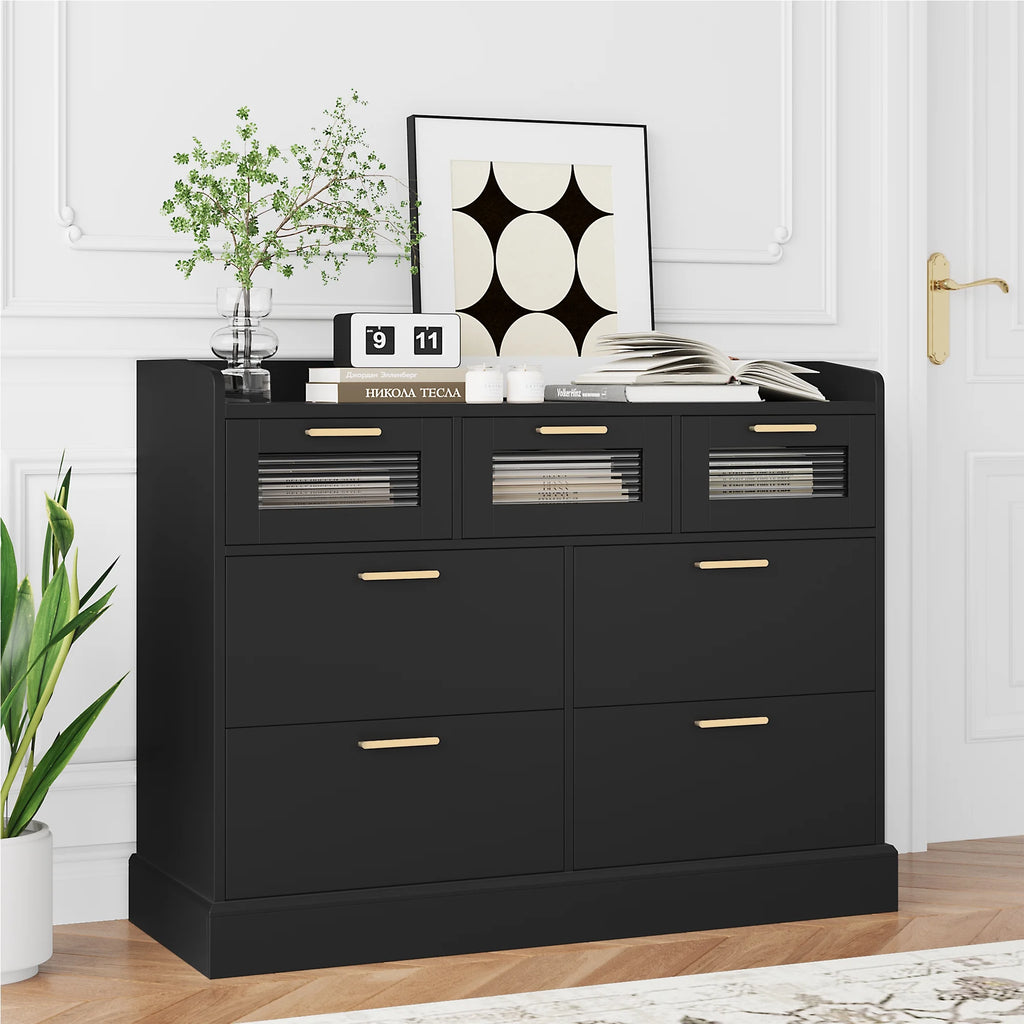 White 7 Drawer Wood Dresser K181