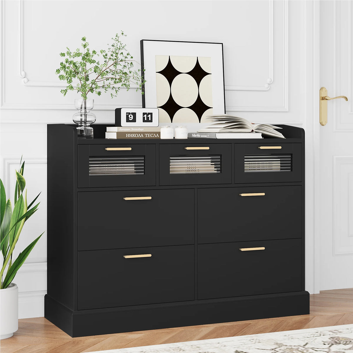 White 7 Drawer Wood Dresser K181