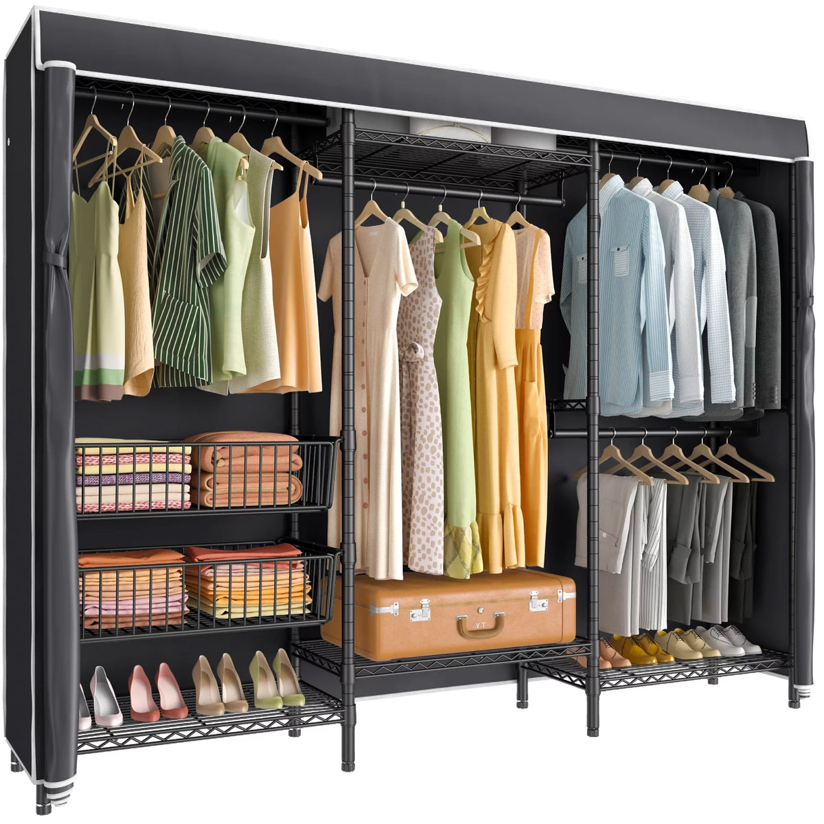 Black Portable Closet Wardrobe B7103