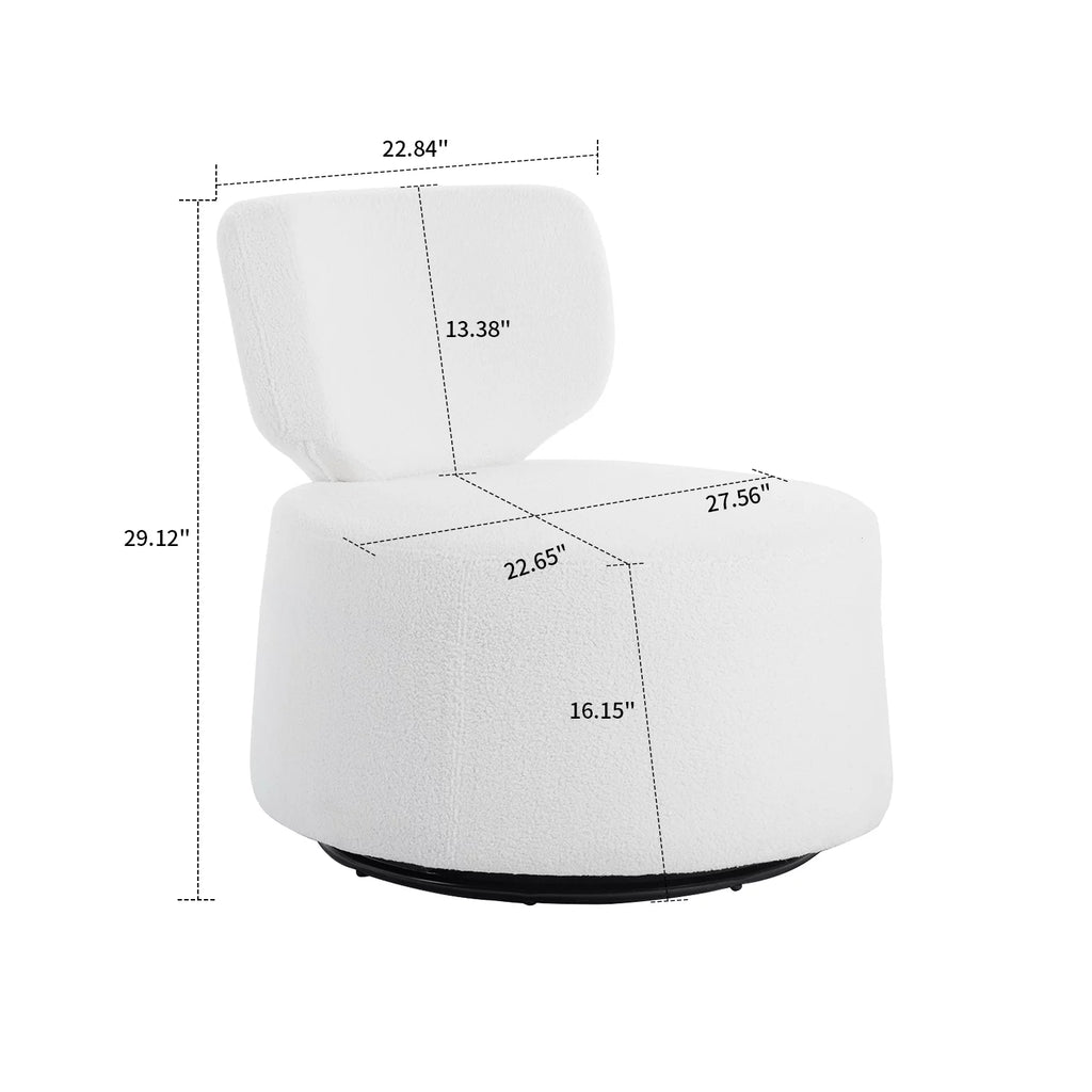 White Round Plush Upholstered Swivel Chair Z50363