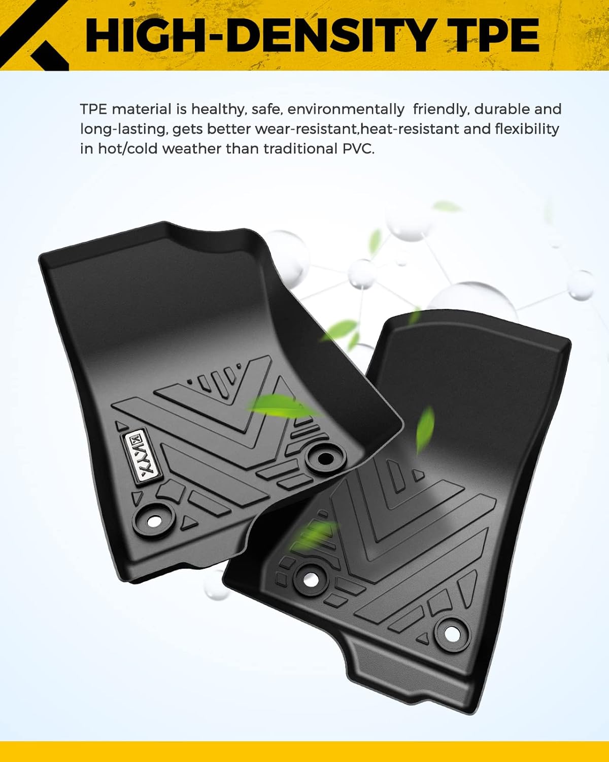 All Weather TPE Black Car Floor Mats 1st and 2nd Row K6141