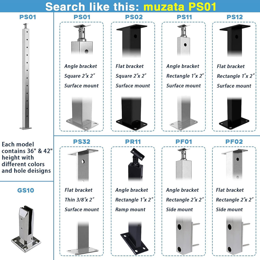 4 Pack Stainless Steel Brushed Cable Railing Post K95980