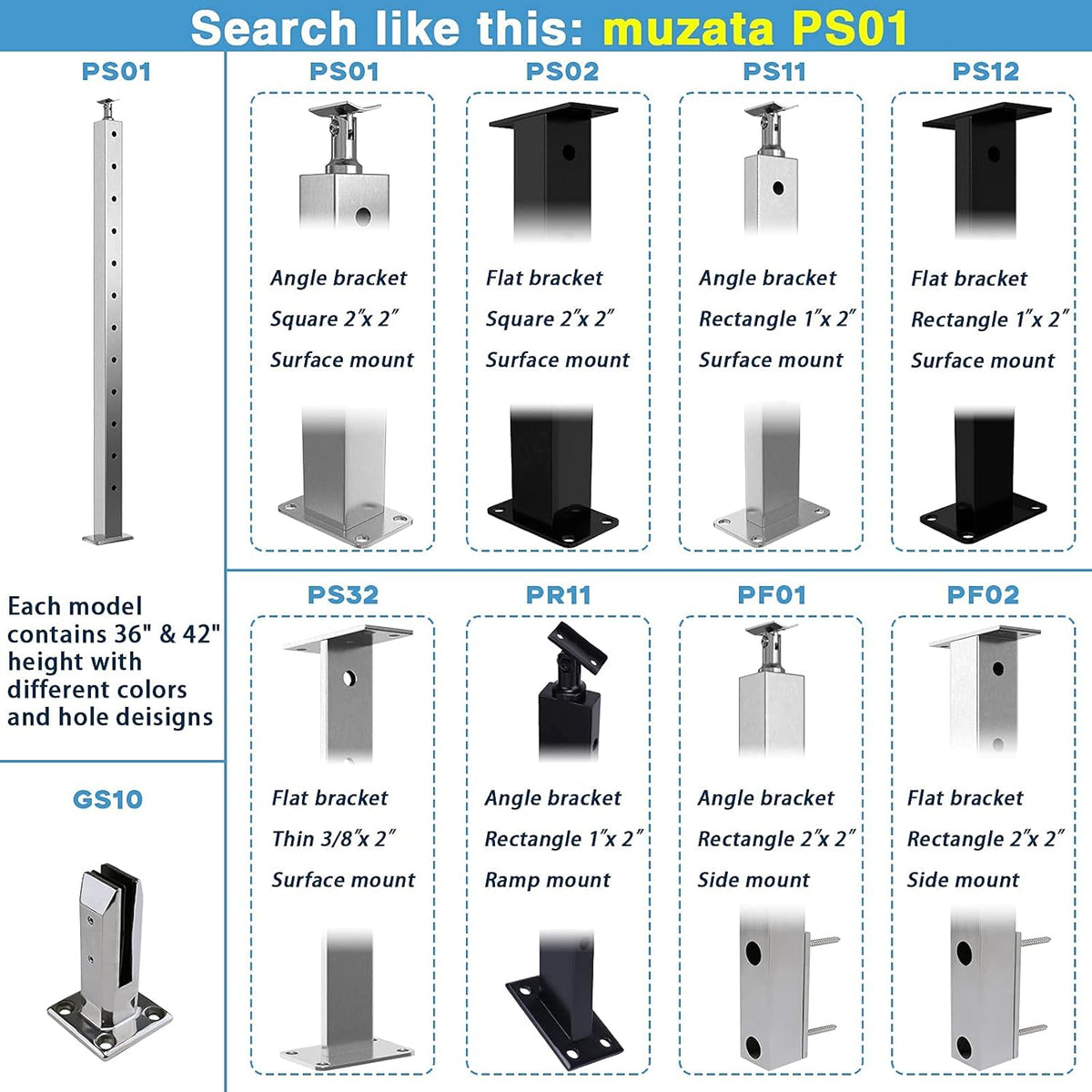 4 Pack Stainless Steel Brushed Cable Railing Post K95980