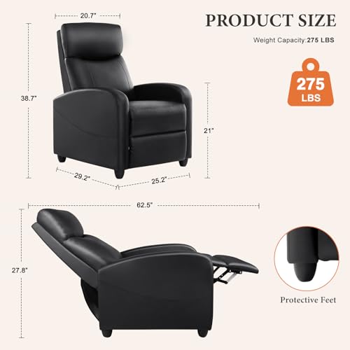 Black Adjustable Massage Recliner Chair with Lumbar Support T5494