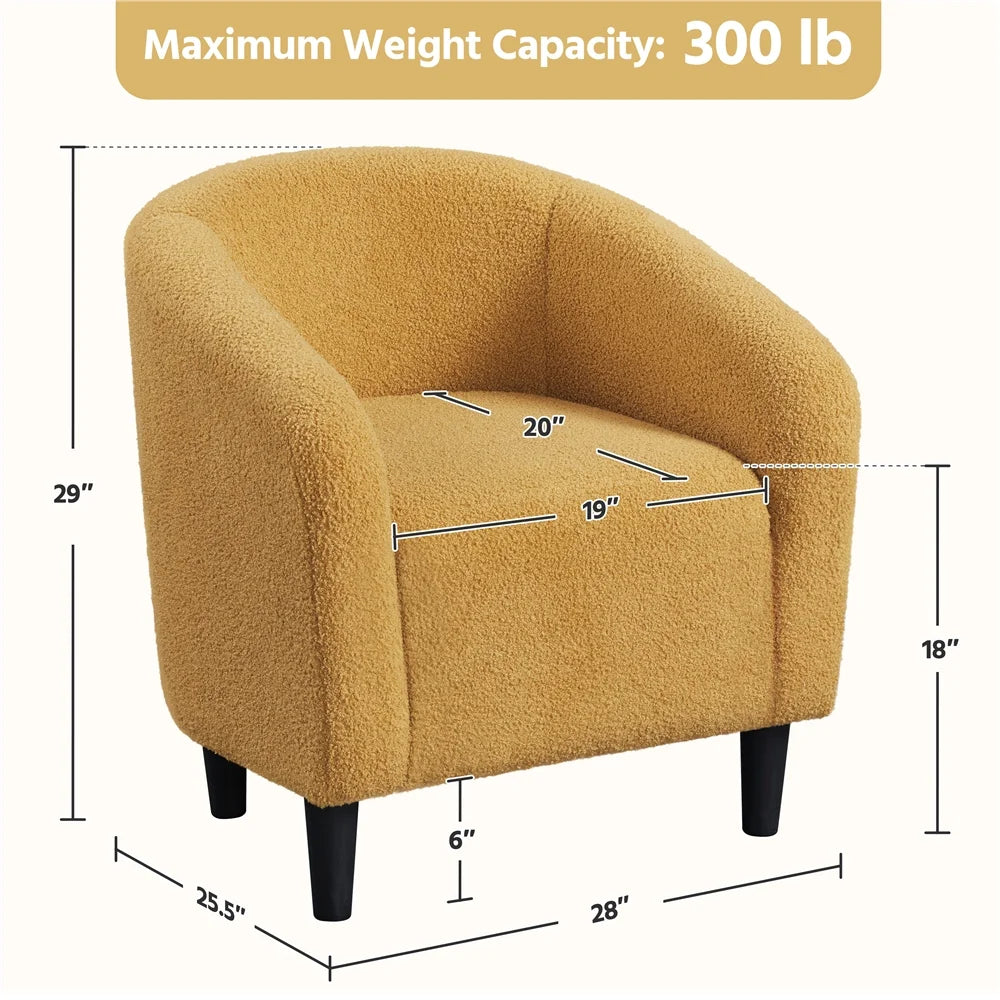 Mustard Yellow Upholstered Barrel Accent Chair T71849