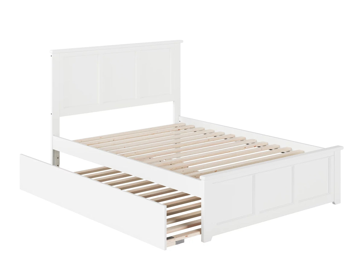 White Full Platform Bed with Trundle Bed N34032