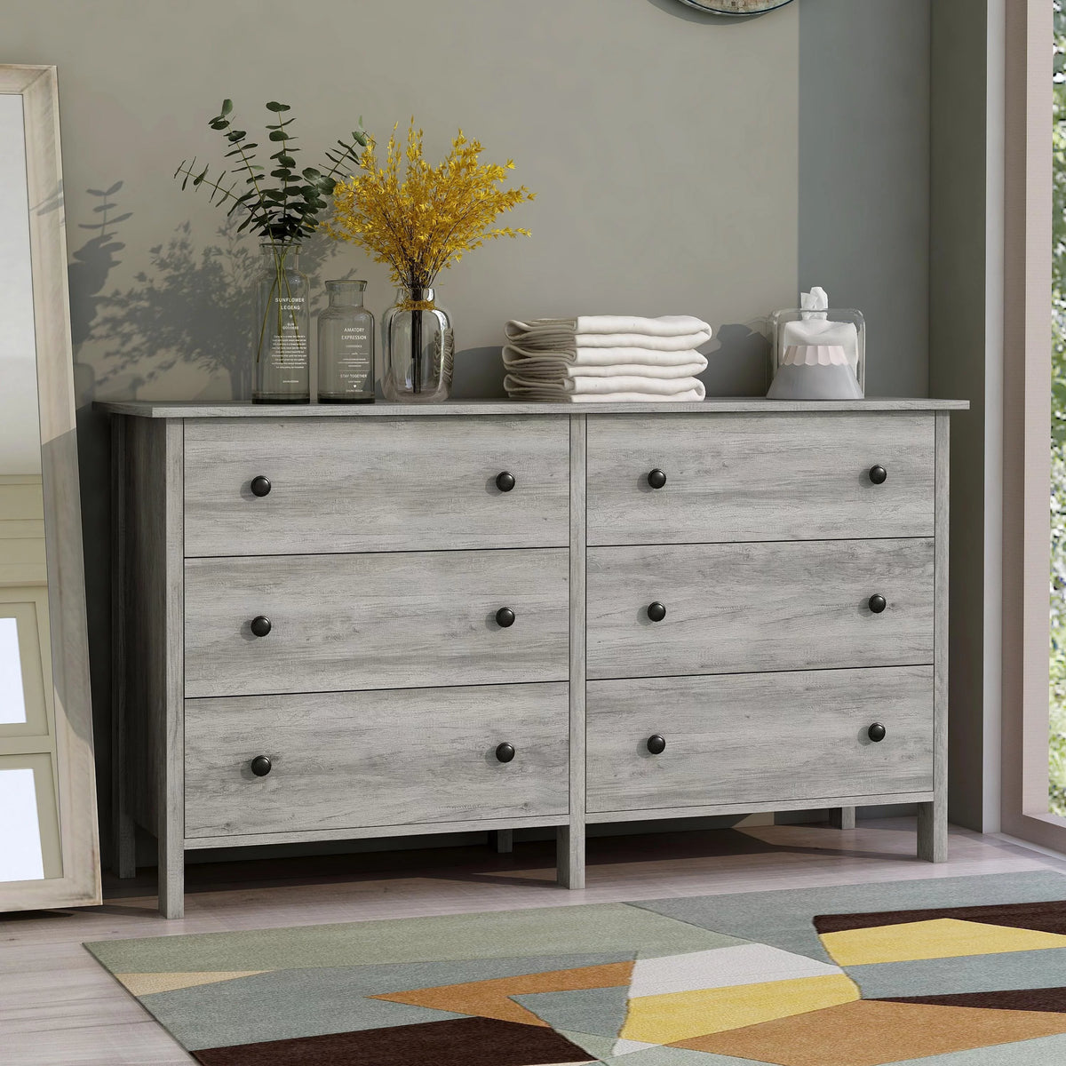 Contemporary 56-inch Wide 3-Drawer Dresser G707