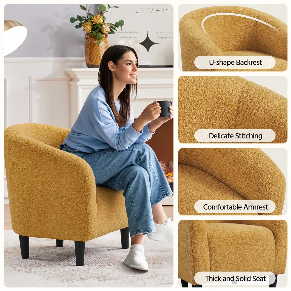 Mustard Yellow Upholstered Barrel Accent Chair T71849