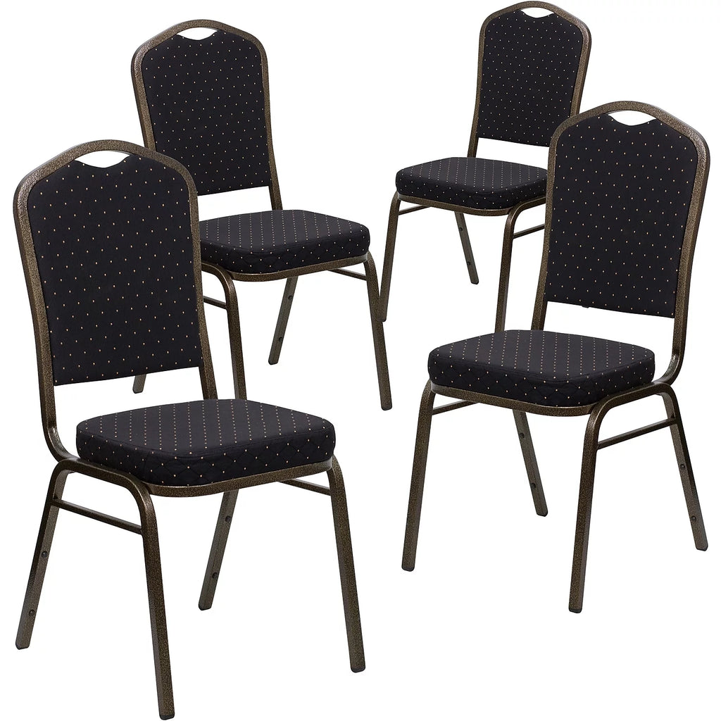 4 Pack Gold Diamond Patterned Fabric Stacking Banquet Chair U831270