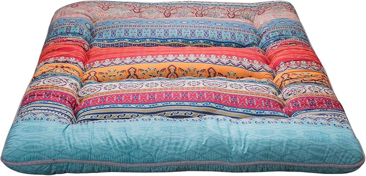 Bohemian Vintage Floral Japanese Futon Mattress Queen Size G27817