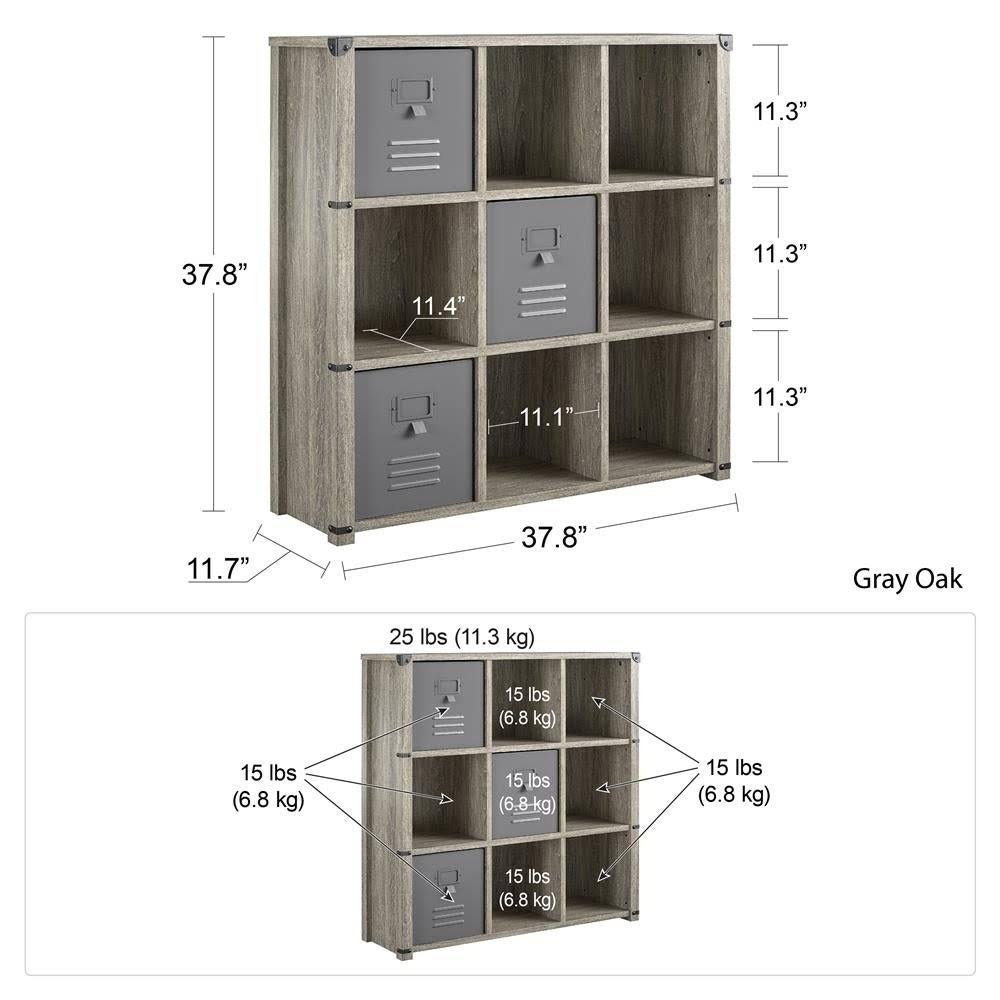 9 Cube Grey Oak Storage Bookcase U55961