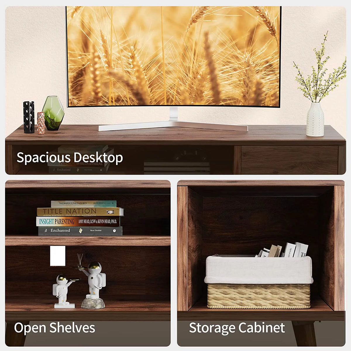 Walnut TV Stand with Storage Cabinet for TVs up to 55 inch M278866