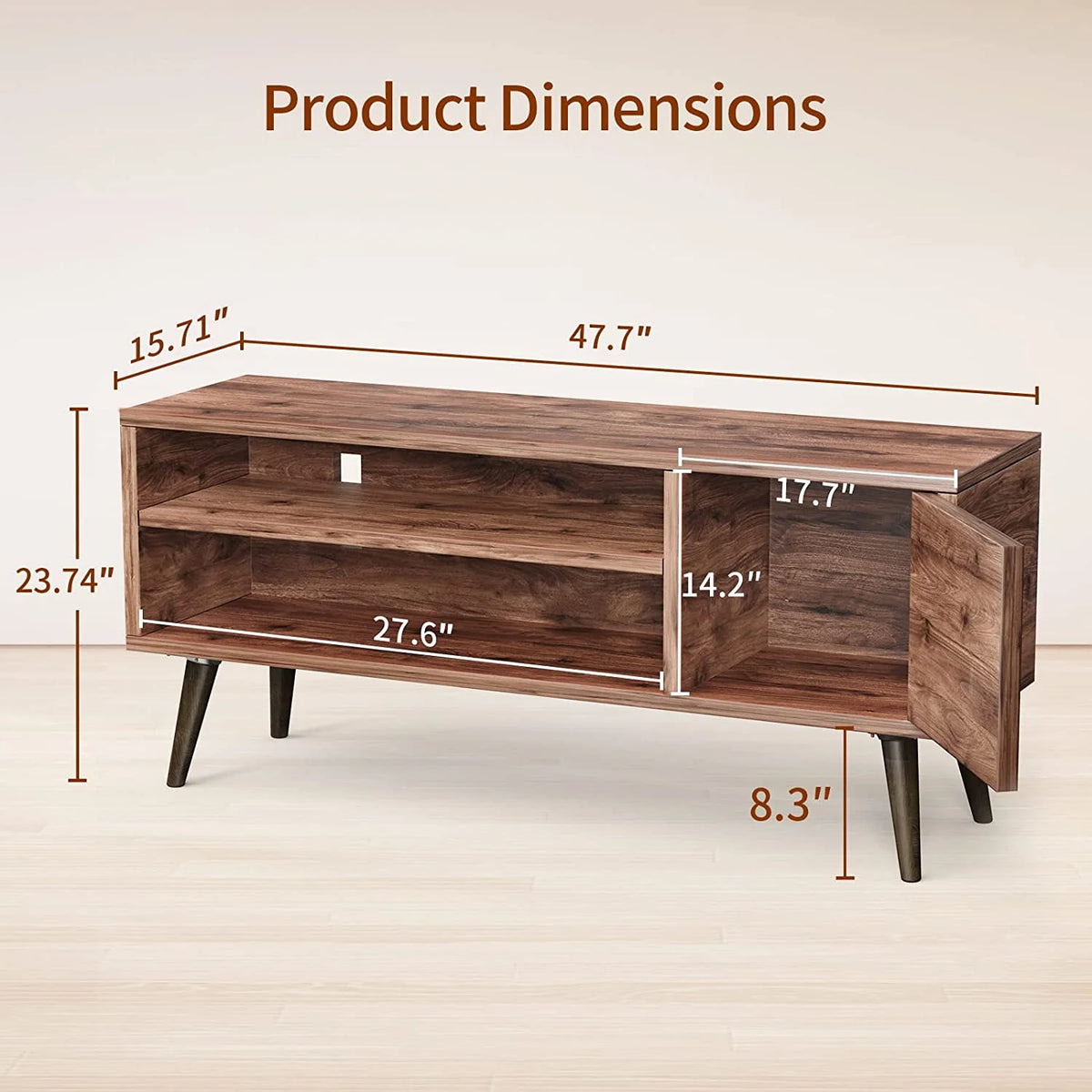 Walnut TV Stand with Storage Cabinet for TVs up to 55 inch M278866