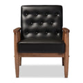 Black Faux Leather Upholstered Wooden Lounge Chair O43504