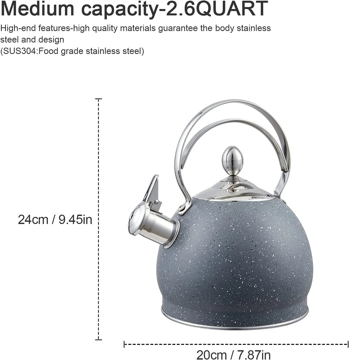 2.5 Qt Stainless Steel Whistling Tea Kettle F4215