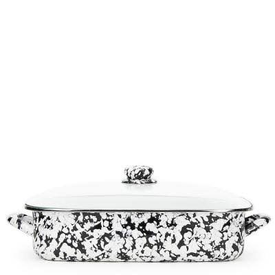 10.5 qt. Black Swirl Enamelware Roasting Pan with Lid G75059