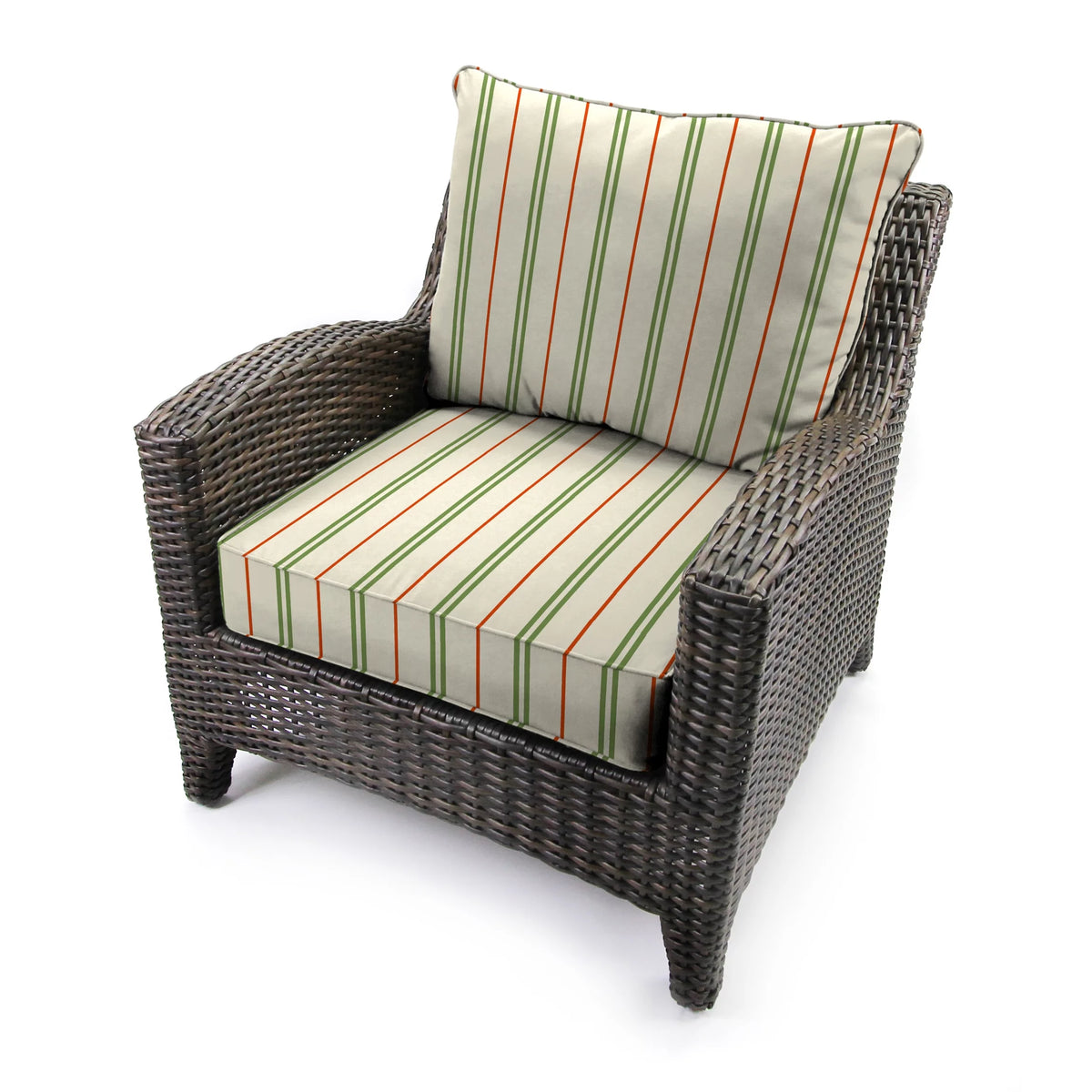Grey Stripe Rectangular Outdoor Deep Seating Chair Cushion O534354