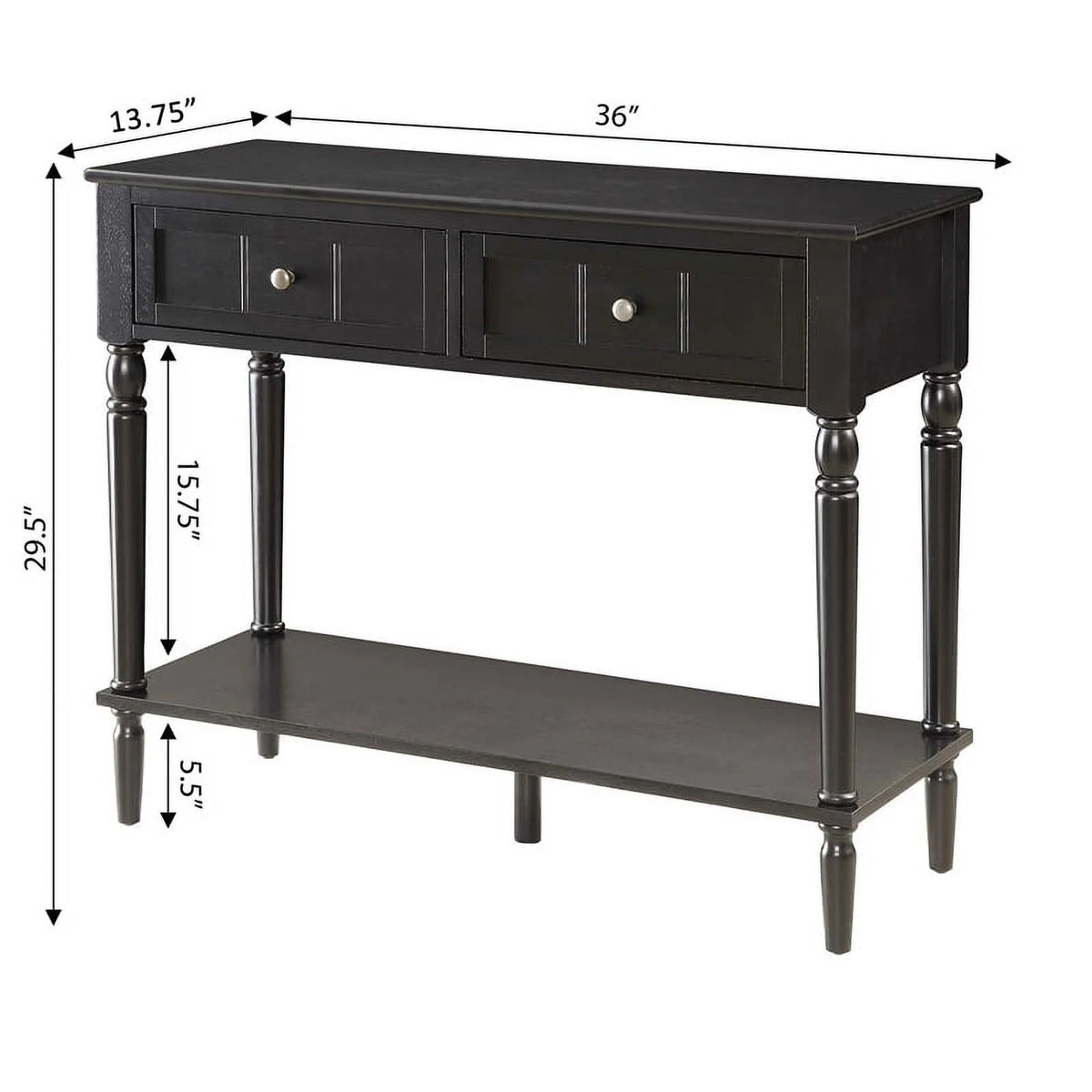 Black 2 Drawer Wood Console Table D3907