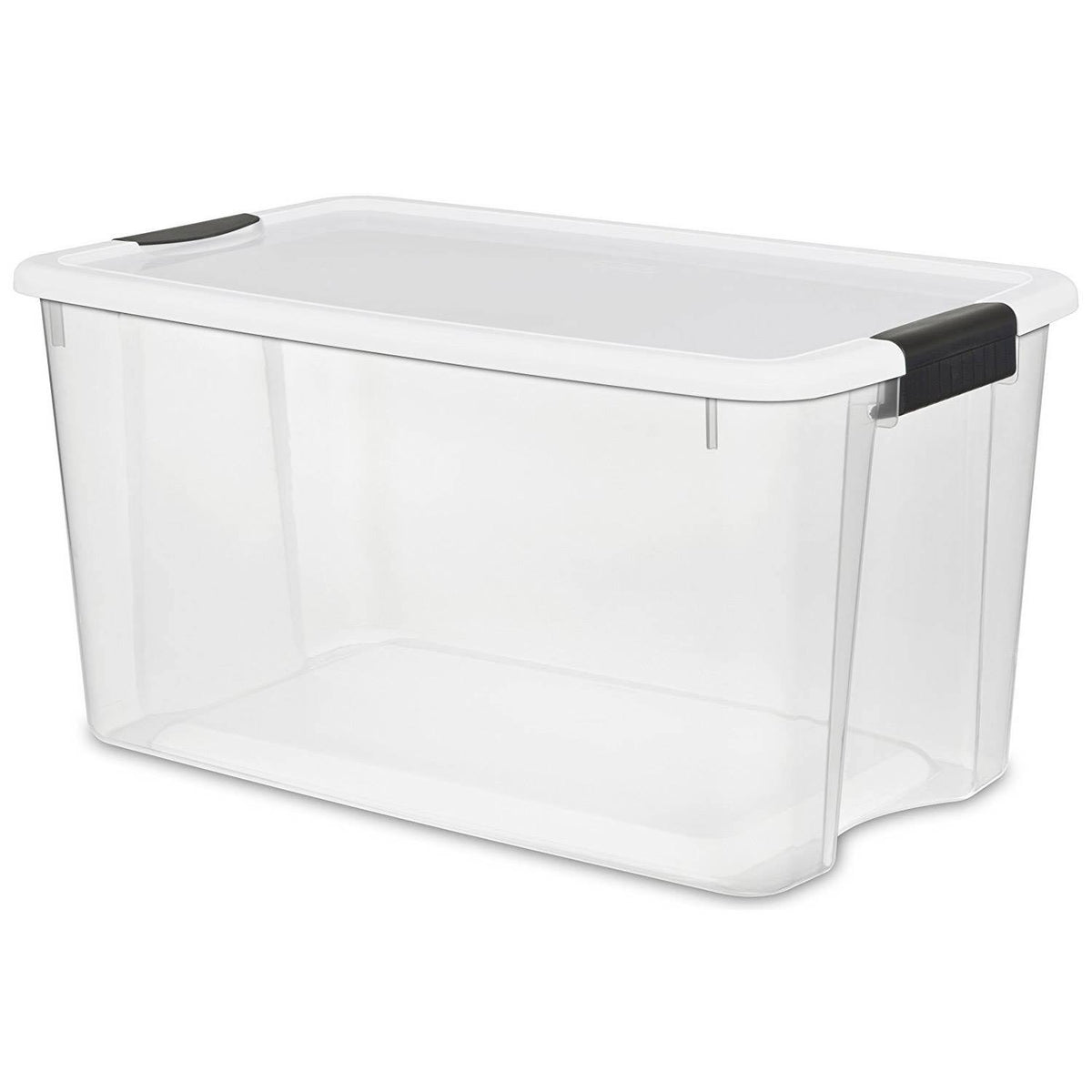 70 Quart Ultra Latch Storage Box with White Lid & Clear Base, 8 Pack R8815