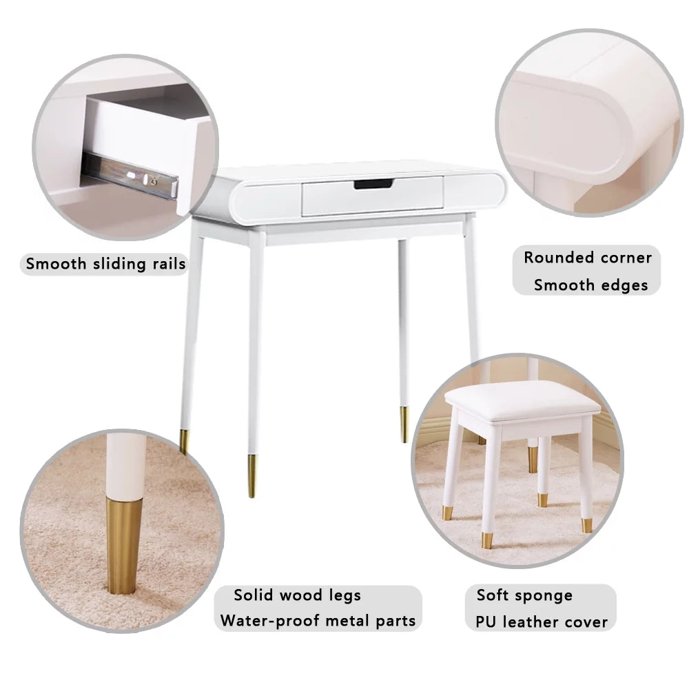 White Makeup Vanity Table Set with Stool D935