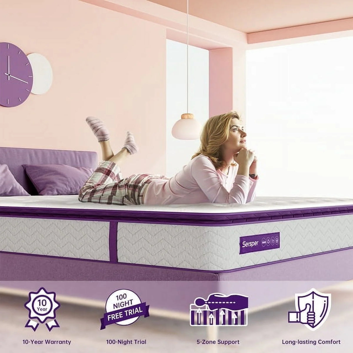 Full Size 10 inch Pillow Top Memory Foam Mattress T6411
