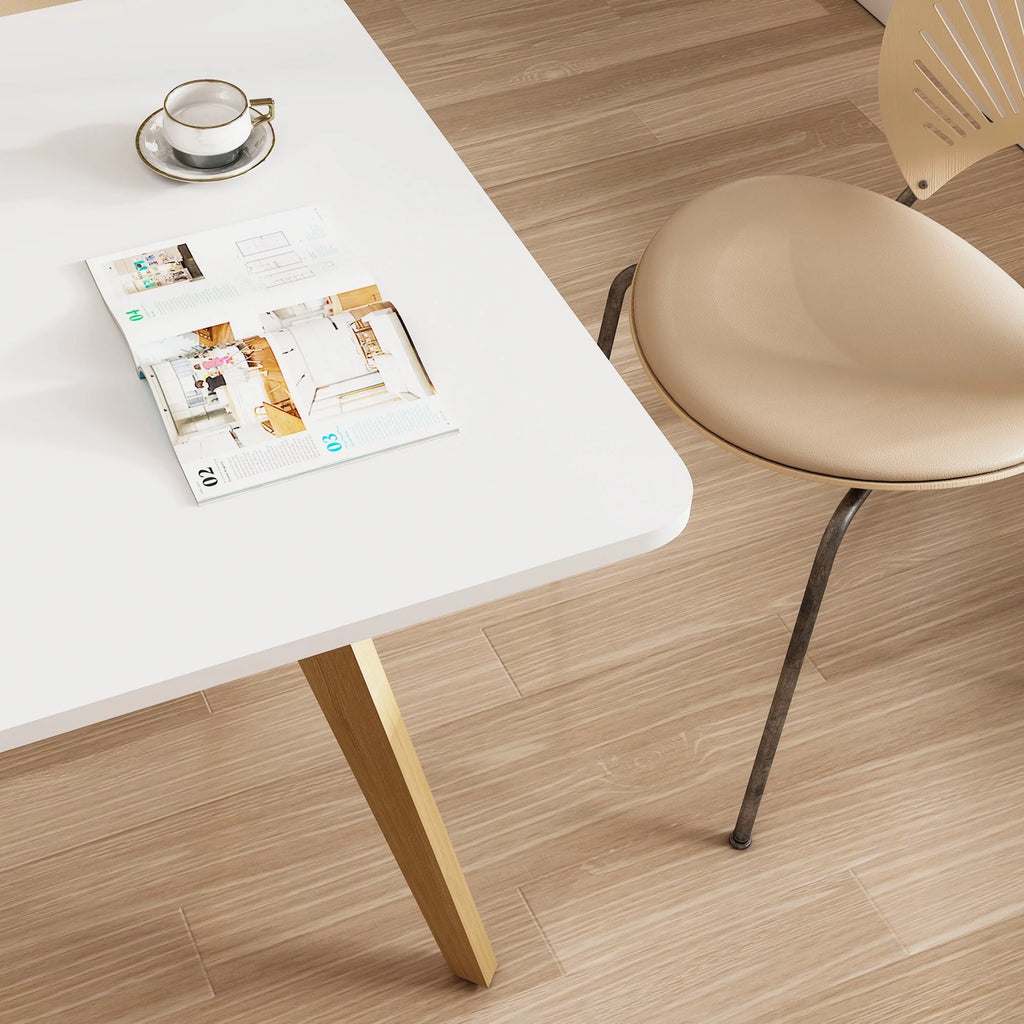 27.6" Square Wood Legged Dining Table White O9213