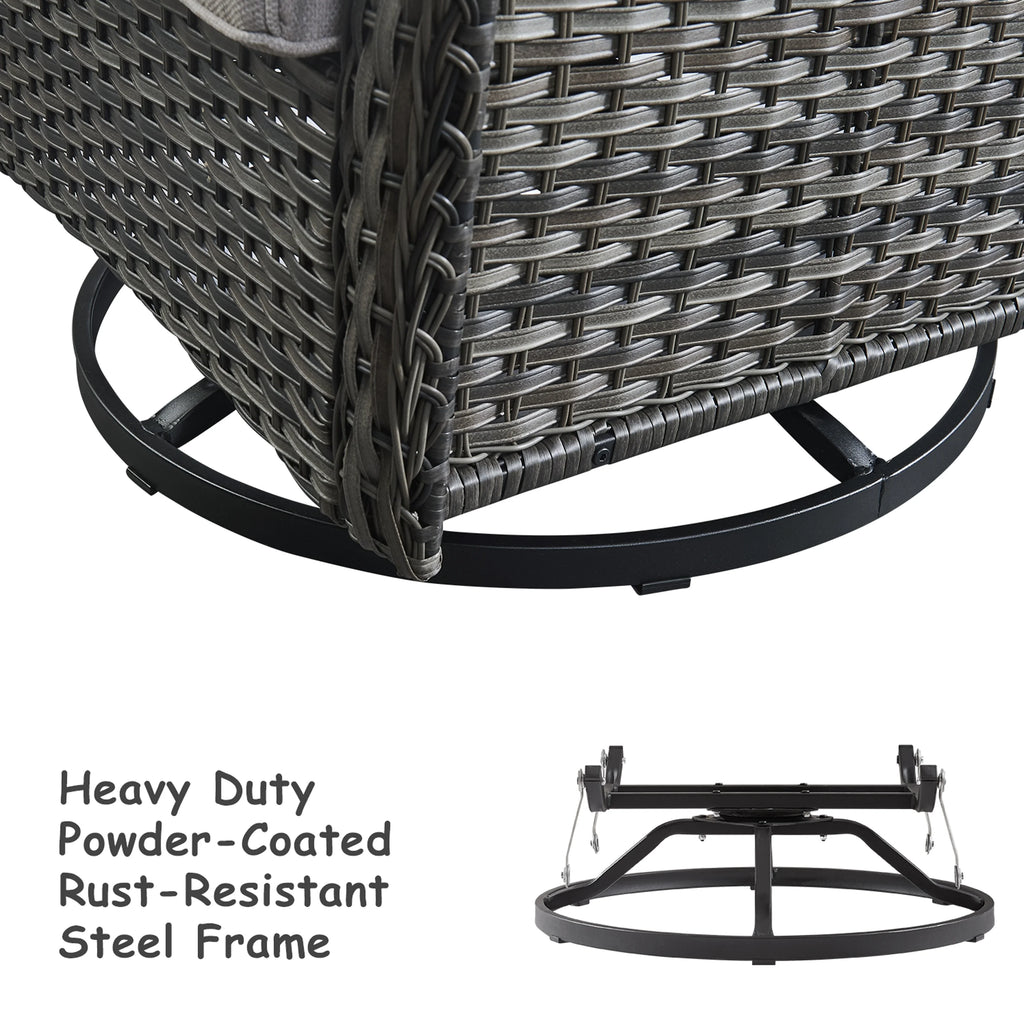 Brown Wicker Swivel Glider Club Chairs Set of 2 X437