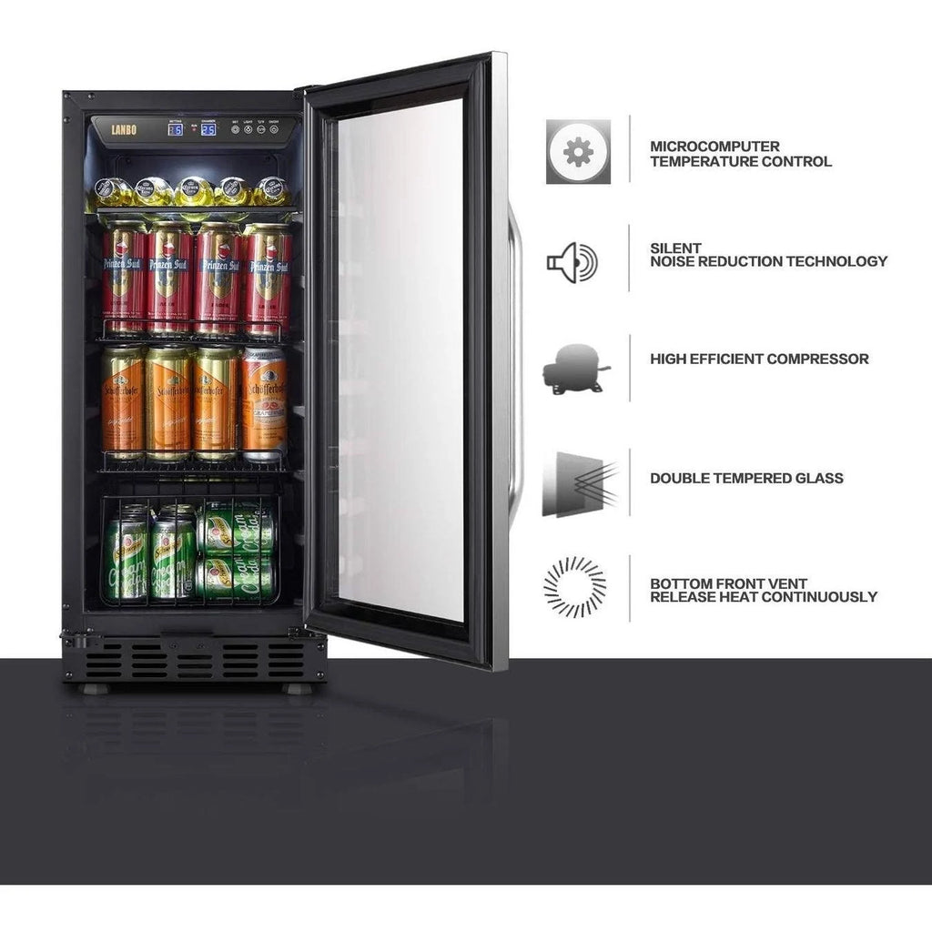 15 inch Built in Compressor Beverage Cooler 70 Cans Black E31817