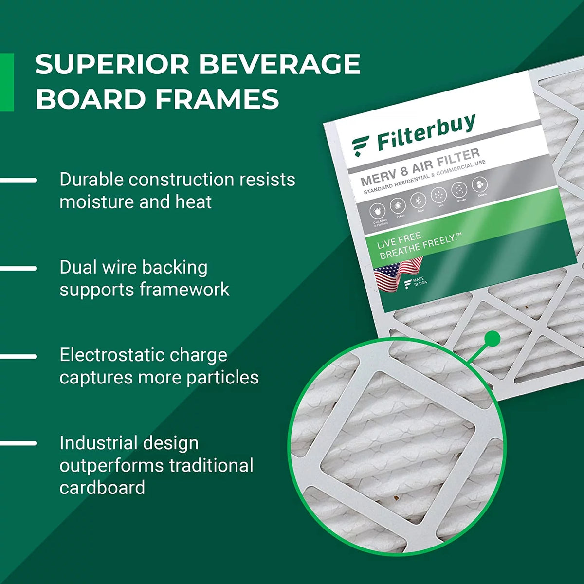 16x25x5 MERV 8 Pleated HVAC Air Filters (3-Pack) K358153