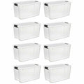 70 Quart Ultra Latch Storage Box with White Lid & Clear Base, 8 Pack R8815
