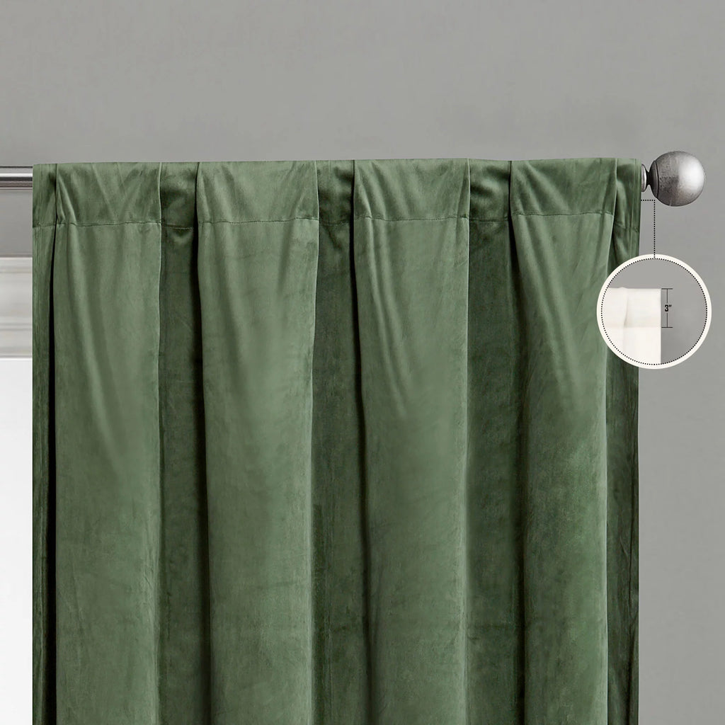 Evergreen Velvet Room Darkening Curtain Panel Pair with Rod Pocket C9967