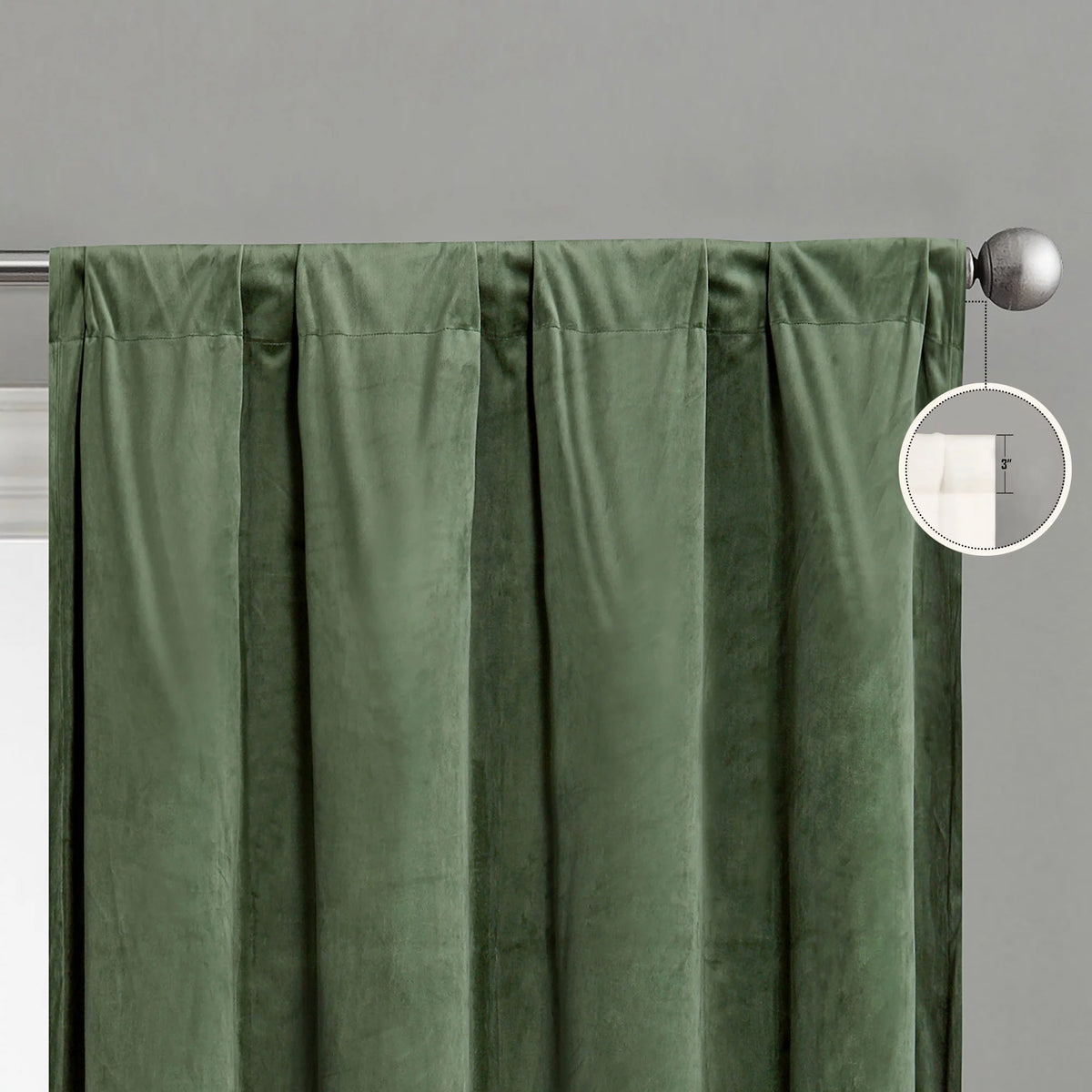 Evergreen Velvet Room Darkening Curtain Panel Pair with Rod Pocket C9967
