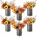 6 Sets Fall Thanksgiving Artificial Flower Centerpiece with Metal Pot P585123