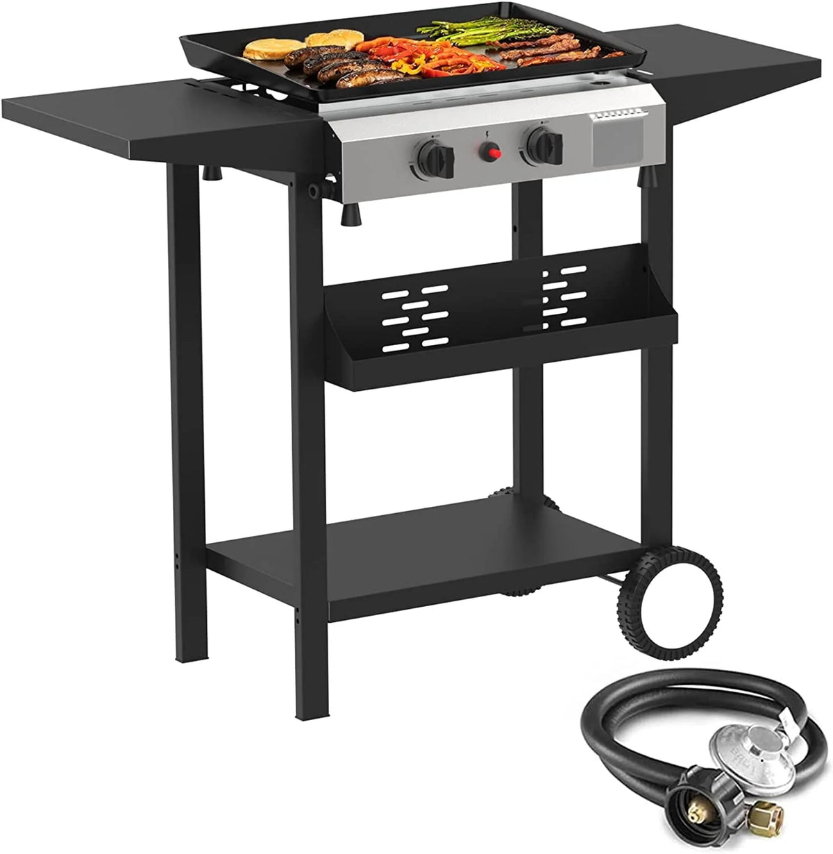3 Burner Propane Gas Griddle with Side Shelves L5941