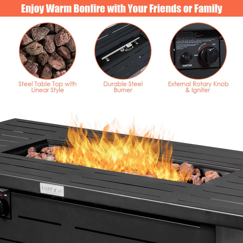 42'' Rectangular Propane Gas Fire Pit Table with Cover F665