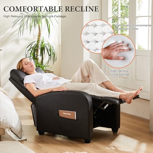 Black Adjustable Massage Recliner Chair with Lumbar Support T5494